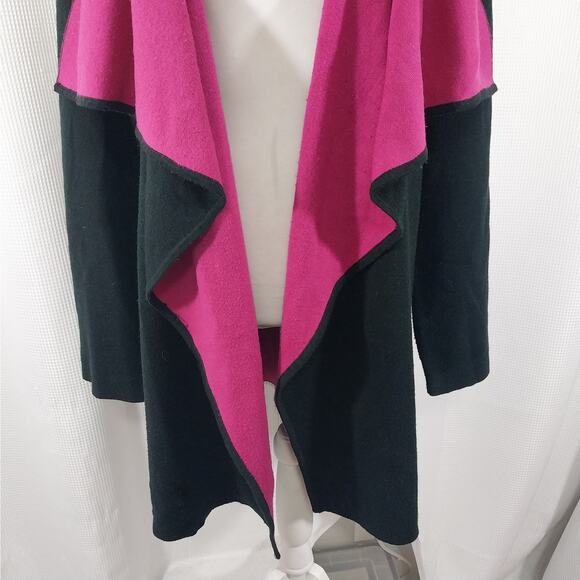 LAUREN BY RALPH LAUREN! BLACK & FUSCHIA PINK WOOL BLEND CARDIGAN SWEATER! SZ 2X - Picture 6 of 10